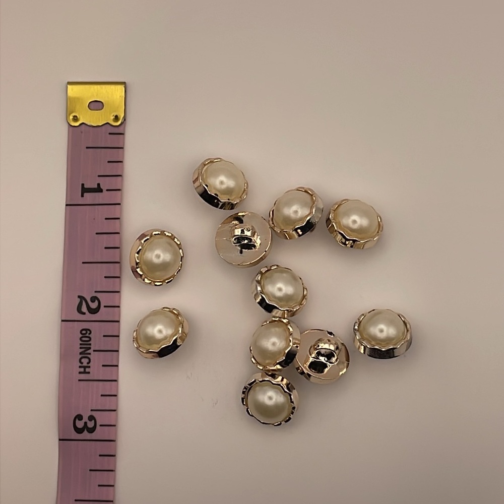 Assorted Plastic Gold Tone Faux Pearl Buttons - Picture 12 of 14